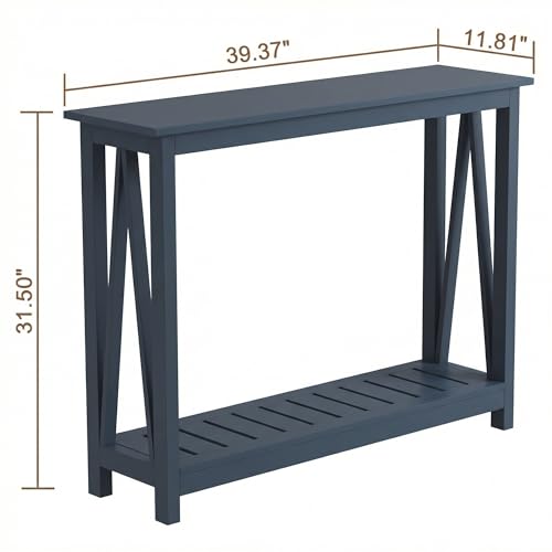Blue Farmhouse Console Table - Narrow Sofa Entryway Table, 40 Inch Variation