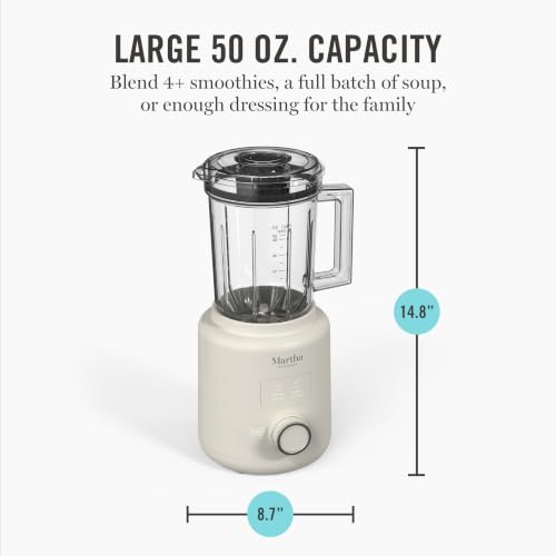 Martha Stewart Linen Cream 50oz Countertop Blender with 3 Speeds & 5 Presets