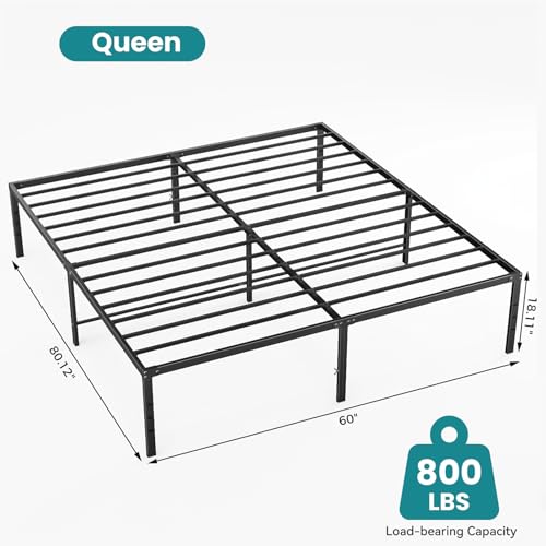 OLIXIS Queen Bed Frame with Storage, Heavy Duty 18 Inch Metal Platform Bed, Sturdy Support Slats, Noise-Free, No Box Spring Needed