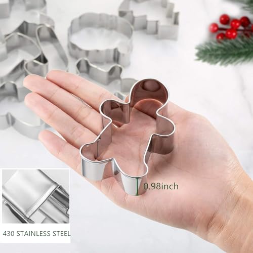 TUZICAKE 8PCS Christmas Cookie Cutter Set Holiday Shapes Snowman Tree Gingerbread Santa
