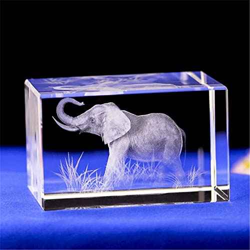Elephant GIFTS/3d Laser Etched Crystal Art of Elephant Figurines Crystal Glass Cube Engraving for Home Decoration Birthday, Elephant Gifts for Women Girl Children Men (30 * 30 * 40mm)