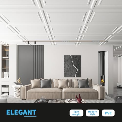 Art3d 3D Drop Ceiling Tiles - Smooth White, 24x48 Inch, 12-Pack