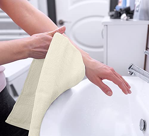 6 Pack Ivory Hand Towels 16x28 Inch 600 GSM Cotton – Absorbent & Luxurious