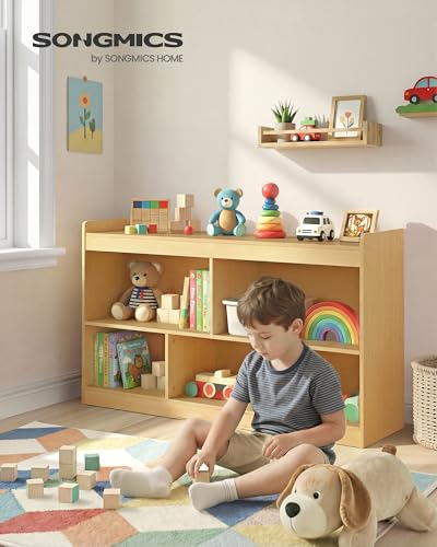 SONGMICS Kids' Toy Storage Shelf Beech Beige Montessori Design, 5 Compartments