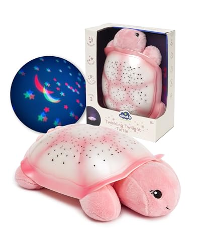 Twinkling Twilight Turtle Star Projector Nightlight with White Noise - Pink
