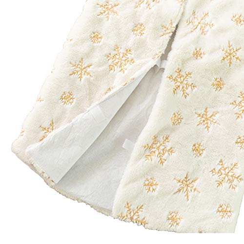 Plush Christmas Tree Skirts, 36 inches Luxury Snowy White Faux Fur