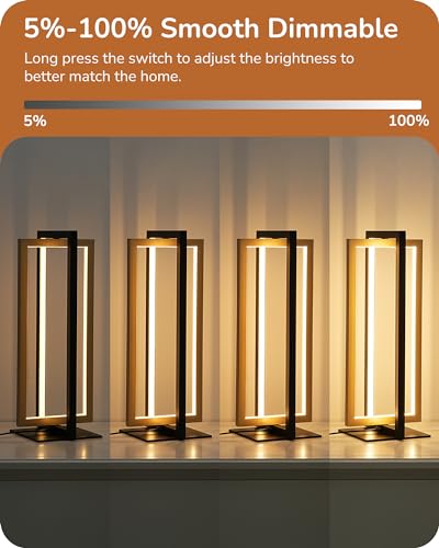 EDISHINE LED Table Lamp Set of 2 - Modern Dimmable Nightstand Lamps, Gold / 2