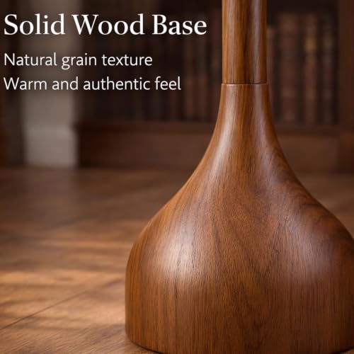 MOFFE Mid Century Walnut Wood Floor Lamp with Dual Shades - Amber Walnut Finish