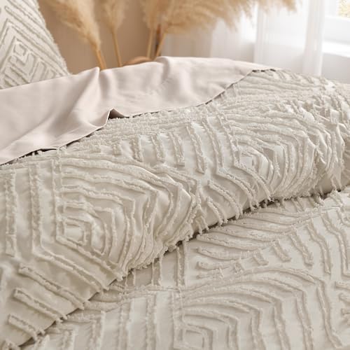 Andency Oatmeal Super King Comforter Set - Reversible Boho Bedding 120x120