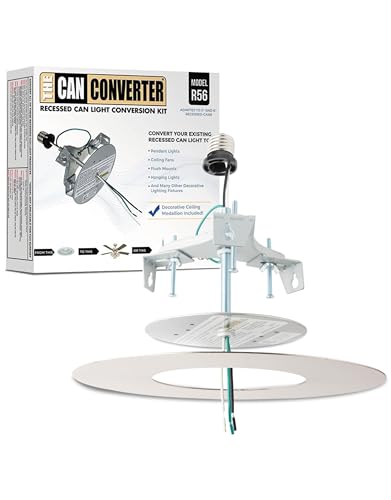 The Can Converter R56 White Recessed Can Light Conversion Kit with 7.75" Ceiling Medallion
