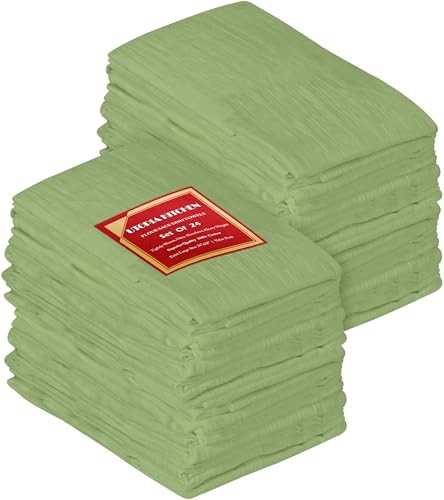 Utopia Kitchen Flour Sack Towels [28 x 28 Inch] 100% Cotton Tea Towels for Cleaning & Drying - Highly Absorbent Kitchen Dish Cloth (Sage Green, 24 Pack)
