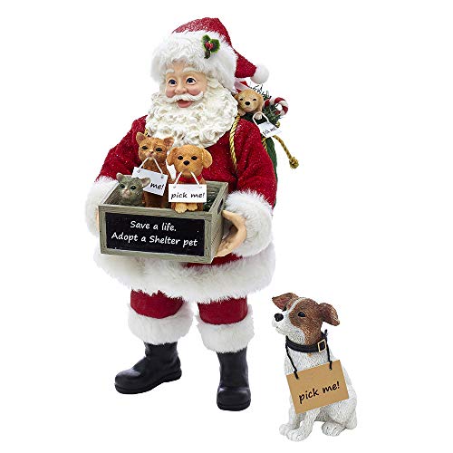 Fabriché Adopt-a-Pet Santa with Dog Christmas Decor Set - 10.5-Inch