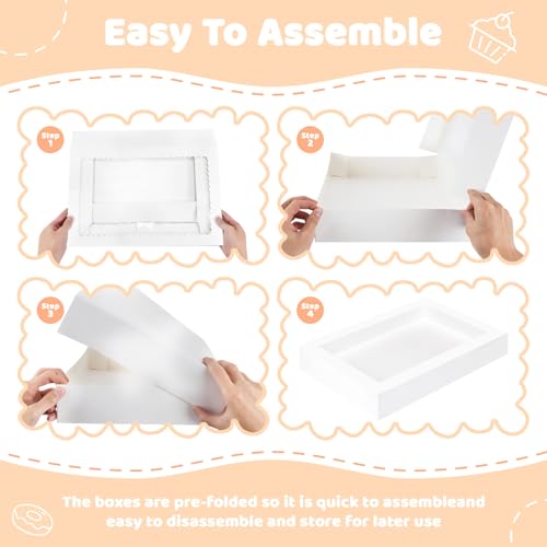 Dayacoco 40 Pack Bakery Boxes with Window - 16x11x2.5 Inches Donut & Pastry Packaging