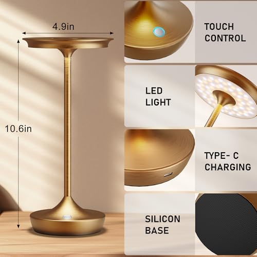 Rechargeable Outdoor LED Cordless Table Lamp 6000mAh - 2 Pack Bronze - Waterproof, Dimmable, Portable
