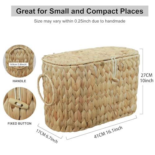 Coeusy Toilet Paper Basket with Lid,Wicker for Bathroom Organizers