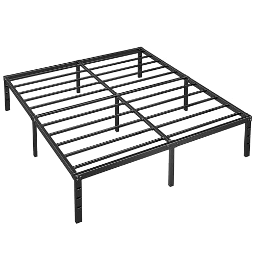King Size Metal Platform Bed Frame 18 Inch Heavy Duty Steel Support No Box Spring Needed Black - Easy Assembly & Underbed Storage