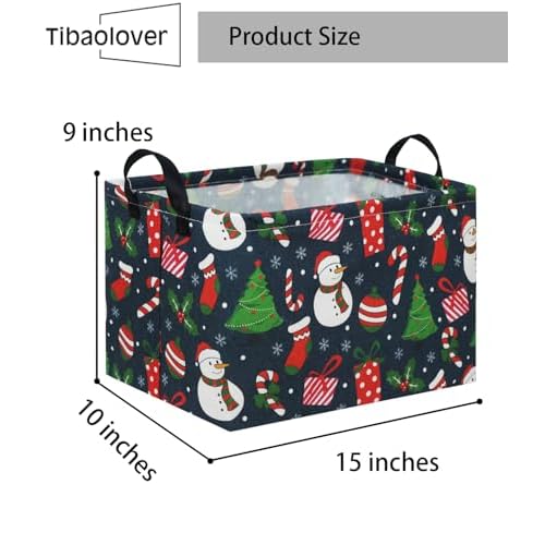 Rectangular Christmas Basket Tree Christmas Gift Baskets for Families Cute Baby Storage Bin Kids Storage Bin Toy Organizer Box Christmas Room Decor for Christmas Parties(Blue Christmas)