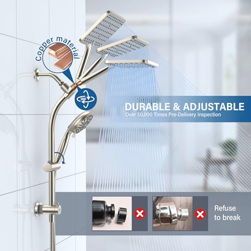 Rain Shower Head with Handheld High Pressure Rainfall Shower Combo - Brushed Nickel