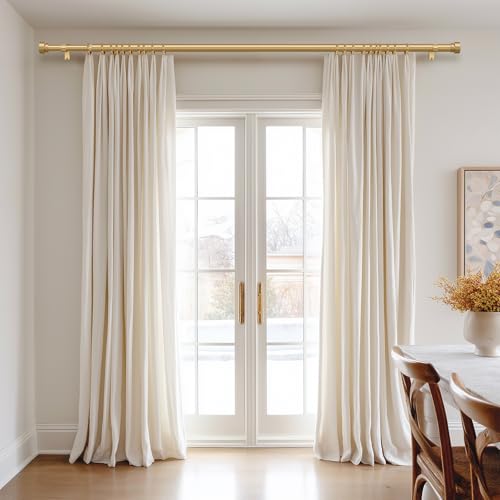 PORTRES Gold Adjustable Curtain Rod Set of 2 for Windows 16-60 Inches Heavy Duty Farmhouse Design