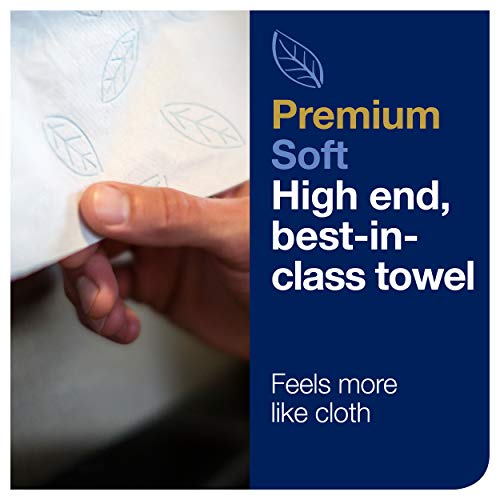 Premium Soft Hand Towel Roll - White-Blue Leaf, 6 Rolls x 575 ft, Eco-Friendly