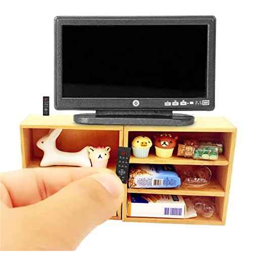 Dollhouse Decoration Accessories,1:12 Fireplace TV Miniature Furniture Room Wooden Vintage Fireplace Mini Furniture