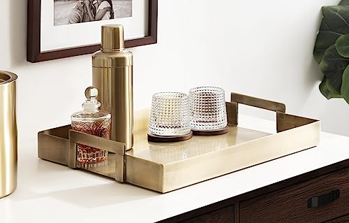 Kate and Laurel Gold Myo Transitional Metal Rectangle Serving Tray 17x13