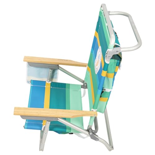 Lay Flat Beach Chair with Towel Bar & Cooler - Pineapple Stripe 1-Pack