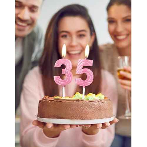 Pink Number Candles,Number 30 Birthday Candle,Pink 30th Happy Birthday Candle,3D Design Cake Topper Decorations for Girls and Women Birthday Party Wedding Anniversary Celebration Supplies