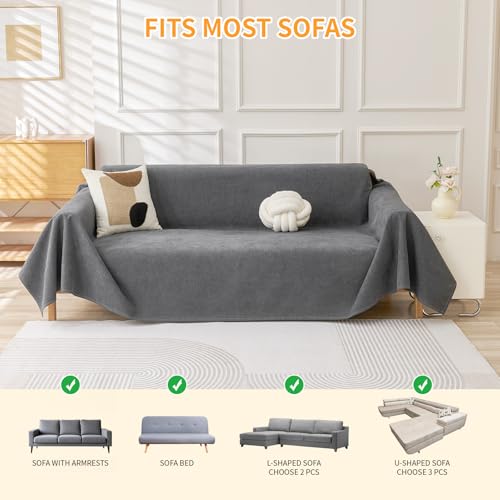 Deep Dream Waterproof Cat-Scratch Resistant Couch Cover - Dark Grey / 91" x 134"
