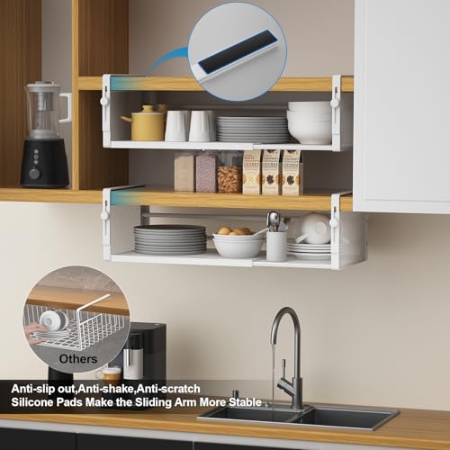 Expandable Under Shelf Storage Basket Organizer - White, 2 Pack