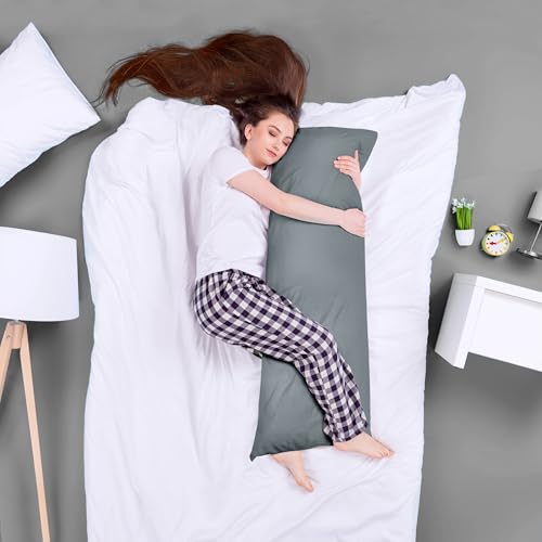 20x54 Inch Full Body Pillow for Side Sleepers, Grey Long Support Pillow