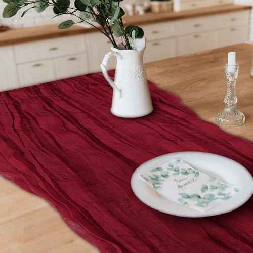 2 Pack Cheesecloth Table Runner 10Ft Christmas Gauze Boho Table Runners for Wedding Decor Bridal Shower Decorations Baby Shower Party(35" x 120")