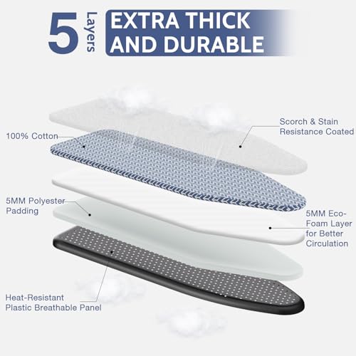 APEXCHASER Blue Full Size Foldable Ironing Board 43x13, Adjustable Height