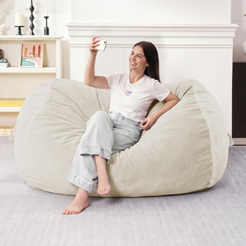 Large Bean Bag Chair for Adults - Soft Removable Cover & Supportive Filler