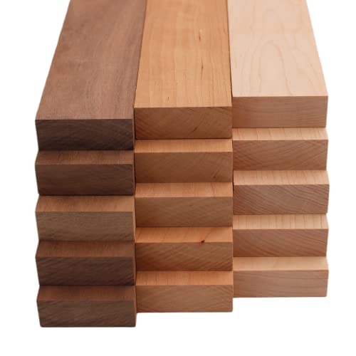 Barrington Hardwoods Hardwood Lumber Pack - 15 Pieces 3/4" x 2" x 24" (Walnut, Maple, Cherry) - Variation 1