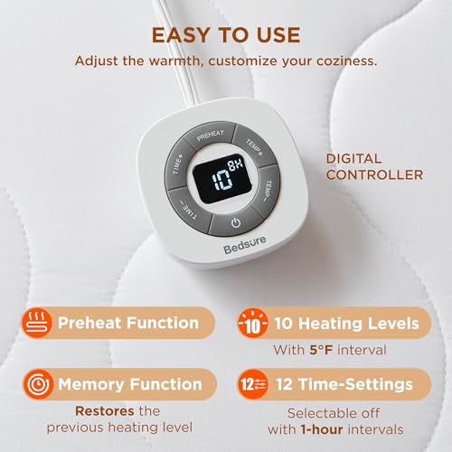 Bedsure Twin Waterproof Heated Mattress Pad with Cotton Top & 10 Heat Levels