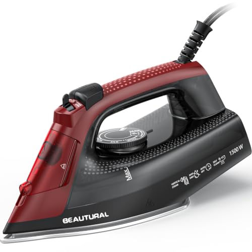 BEAUTURAL Black Steam Iron 1500W with Ceramic Soleplate & Auto Shutoff
