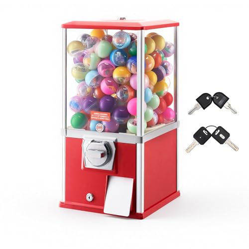 Red 21-Inch Gumball Machine Dispenser with Locking Top, 180-Capacity