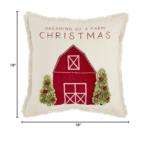 Mud Pie Christmas Appliqué Throw Pillow 18x18in, Festive Holiday Decor