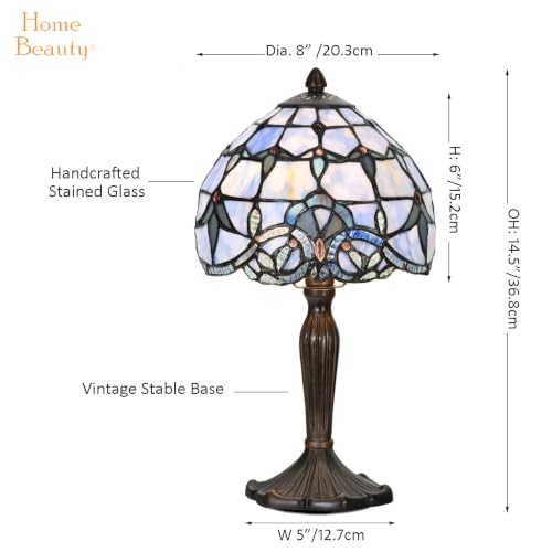 Small Blue Baroque Tiffany Table Lamp - Handcrafted Stained Glass Accent