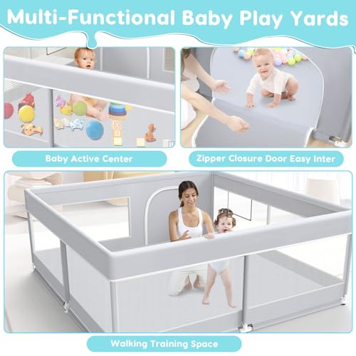 Fshibila Baby Playpen, 50x50 Inch Playard for Babies and Toddlers,