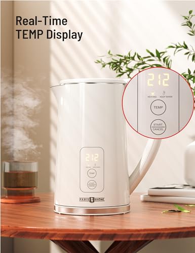Paris Rhône Ivory Electric Kettle with Temperature Control, 1.7L, Digital Display