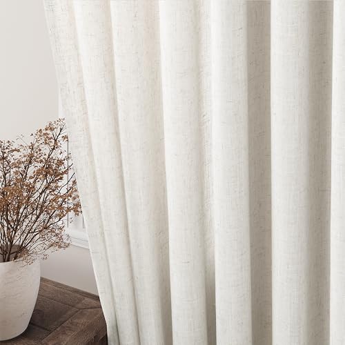 Nanspring 52" x 120" Linen Blend Curtains Pack of 2 Neutral Farmhouse Drapes