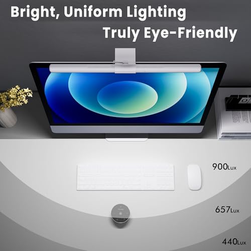 Monitor Light Bar Pro White with Auto-Dimming & Dual Control - Eye-Care Desk Lamp - Space Saving Gaming & Office Lighting (Variation: ScreenLinear Pro White)