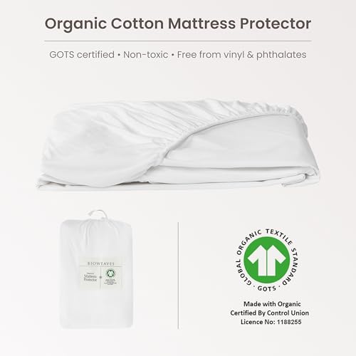 Organic Waterproof Mattress Protector King Pique Top - Breathable, GOTS Certified