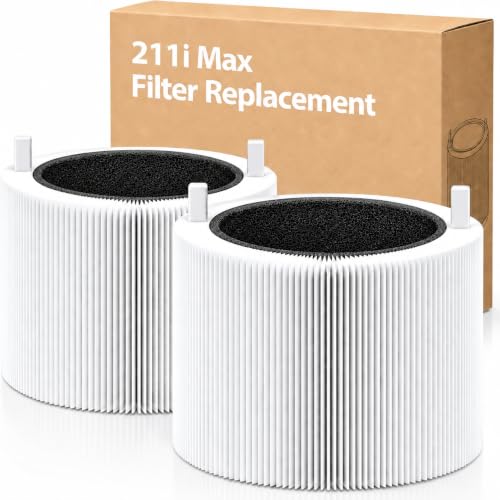 Replacement Filter for Blueair Blue Pure 211i Max Air Purifier - 3-in-1 HEPA & Activated Carbon, Pack of 2