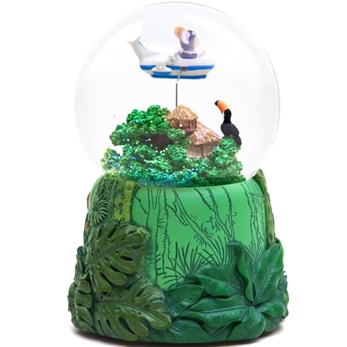 Rainforest Exploration Snow Globe with Moving Airplane & Music - Mouse Adventure Theme