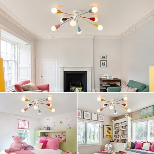 Ymlii Multicolor 8-Light Sputnik Chandelier Kids Ceiling Light - Modern Pendant Fixture