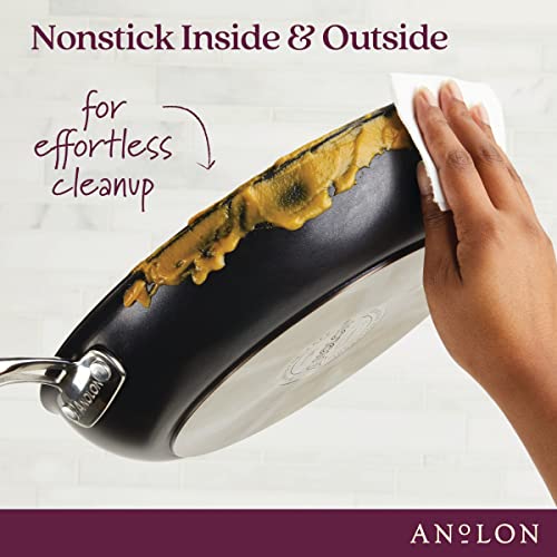 Anolon SmartStack Nonstick Frying Pan Set 10 & 12 Inch Black - Stackable, Hard-Anodized Cookware