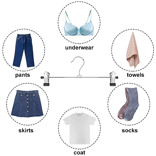 50 Pack Metal Pants Hangers with Clips - Adjustable, Space Saving for Men Women Kids